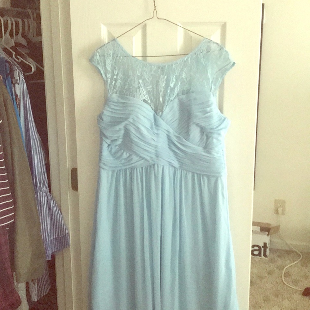 Powder Blue Knee Length Formal Bridesmaid Dress 16